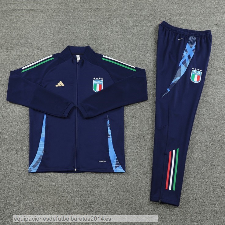 Nuevo Conjunto Completo Ropa Deportiva Con Cremallera Larga Italia 2024 Azul Marino Baratas